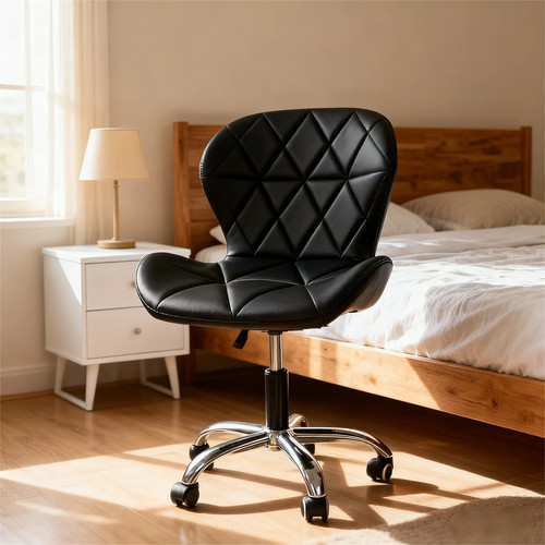 Black faux leather swivel - faux,