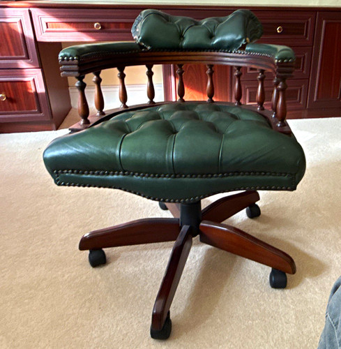 Green leather executive - green, swivel