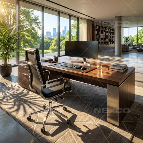 Leather cushioned desk chair - cushioned,